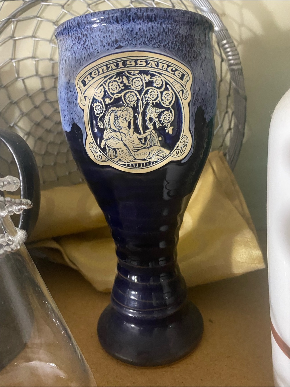 Renaissance Lovers Pottery Goblet